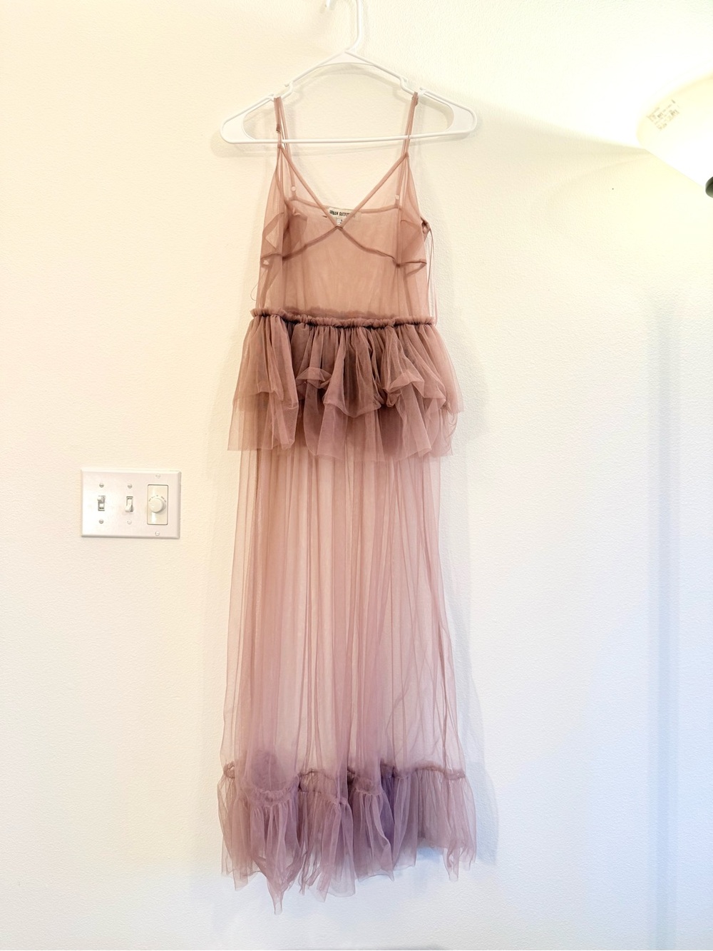 Urban Outfitters Dusty Mauve Sheer Tulle Maxi Slip